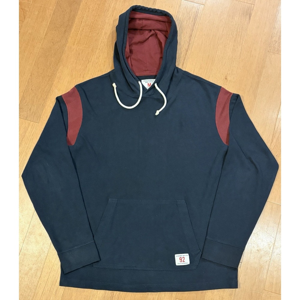 Abercrombie And Fitch Hoodie Shirt Medium Athletic Y2K Pockets Pouch Navy 2000s